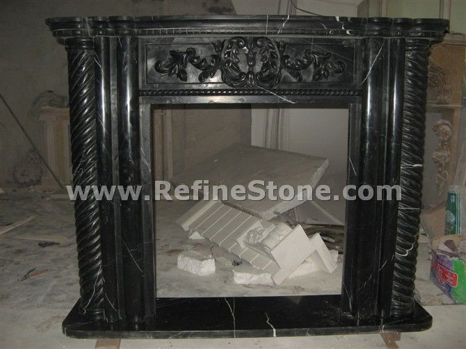 Nero marquino marble fireplace