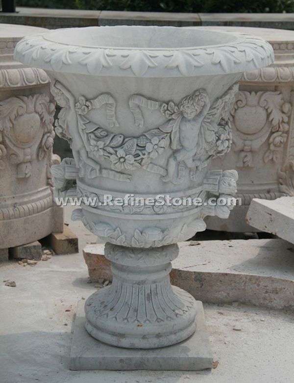 Granite Carved Flower Pot
