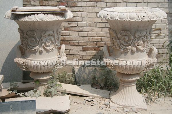 Granite Stone Carved Flower Pot