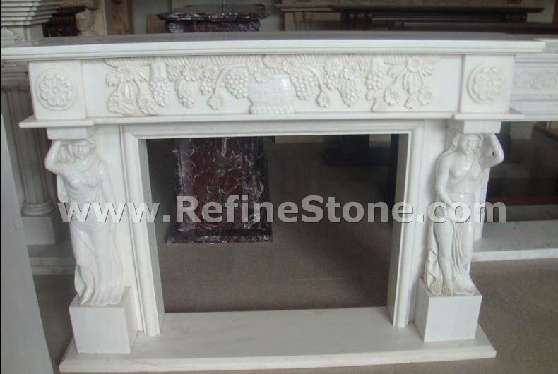 White polished fireplace