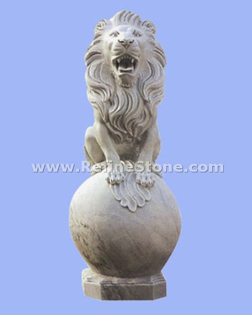Lion carving with a ball