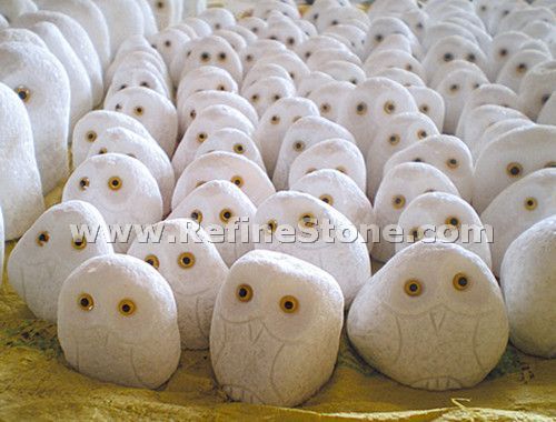 Owl granite small carving
