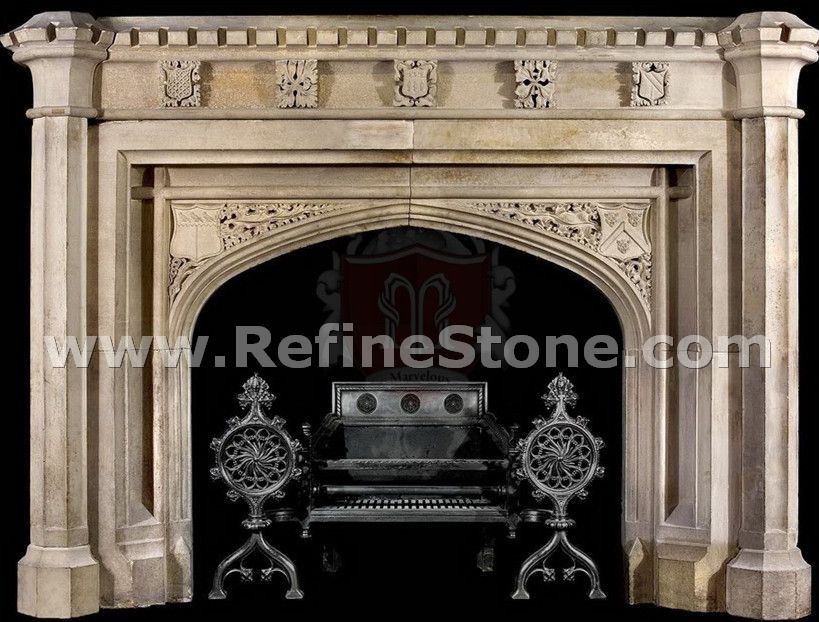 Beige fireplace marble sculpture