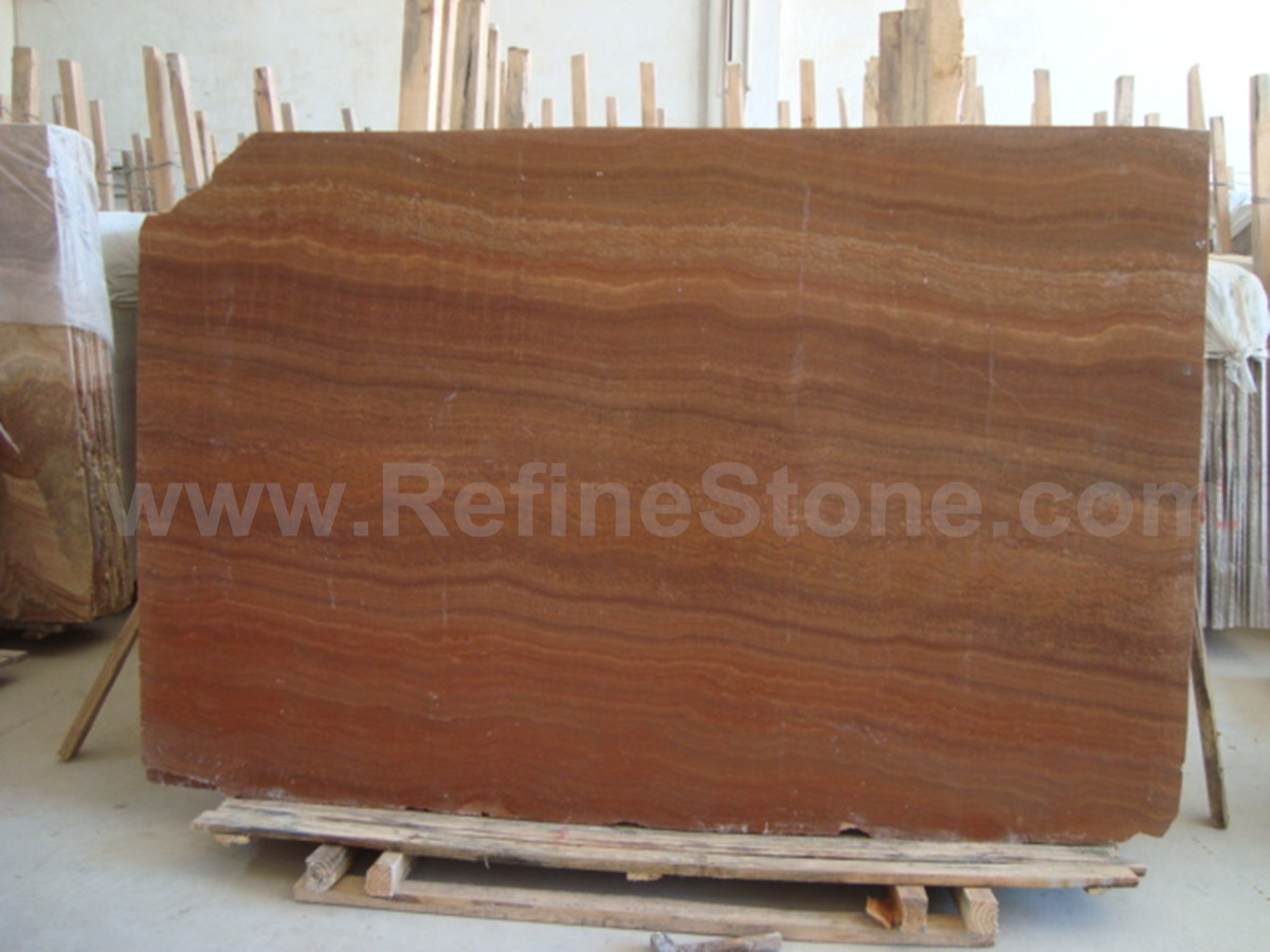 Red wooden marble slab