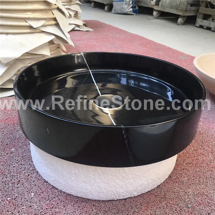 Black marquina marble sink