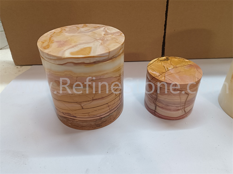 Rainbow Onyx candle jar with lid