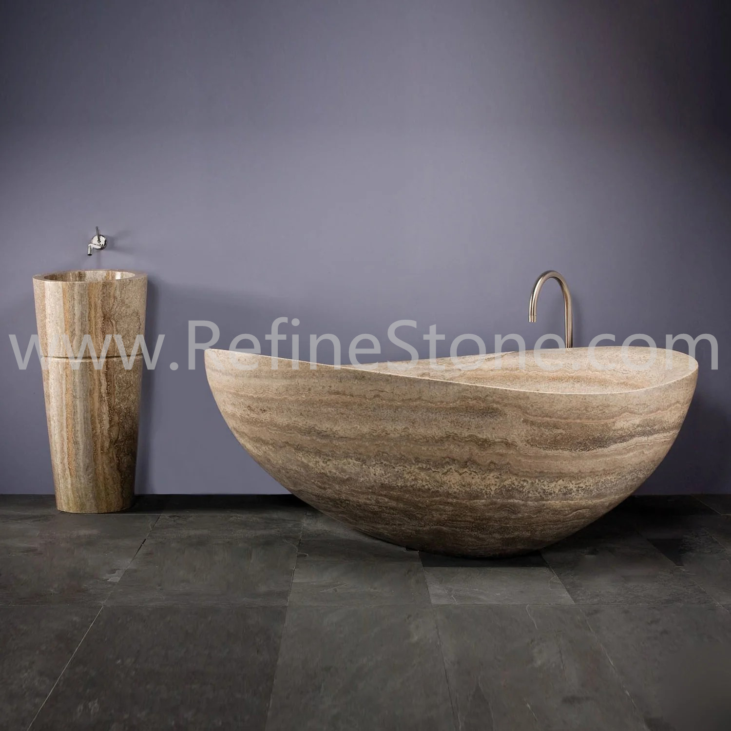 Travertine bathtub
